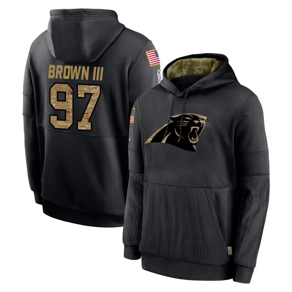 C.Panthers #97 Bobby Brown III Player Black Salute to Service Pullover Hoodies Limited Game Mdoa Stitched Jerseys