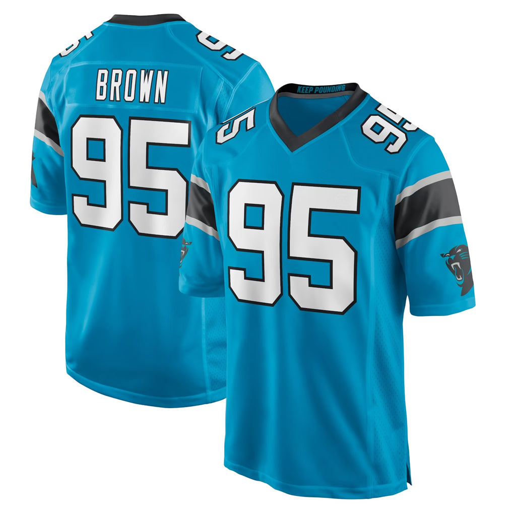 C.Panthers #95 Derrick Brown Player Blue Game Mdoa Stitched Jerseys