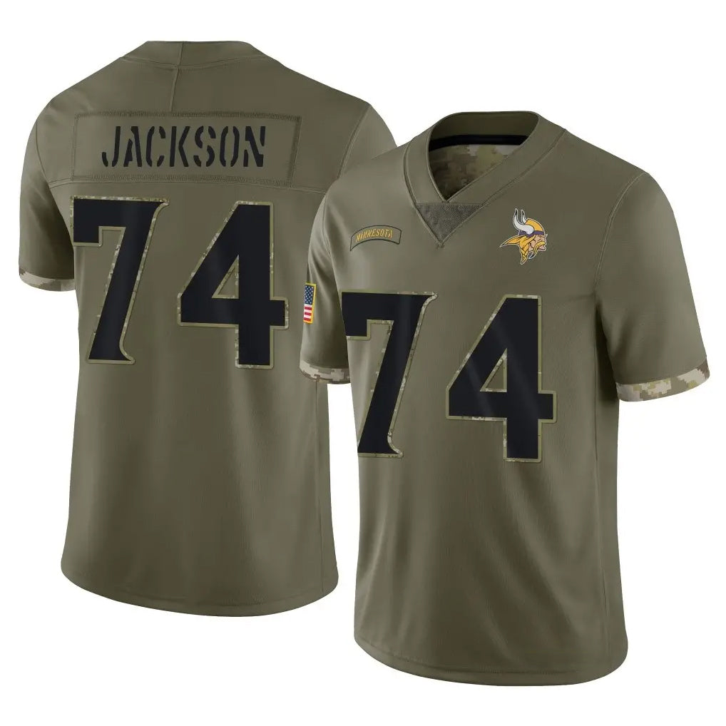 MN.Vikings #74 Donovan Jackson Player Olive Salute To Service Limited Mdoa Stitched Jerseys