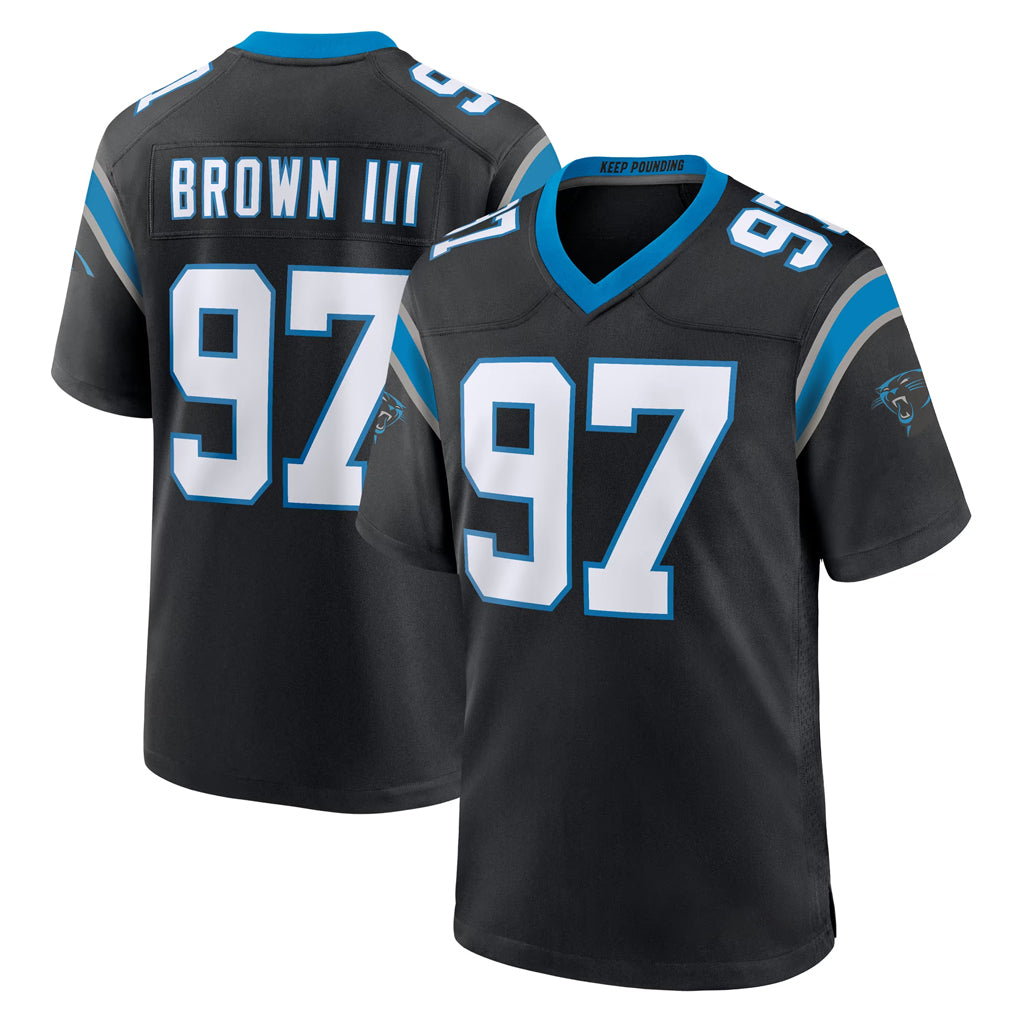 C.Panthers #97 Bobby Brown III Player Black Limited Home Game Mdoa Stitched Jerseys