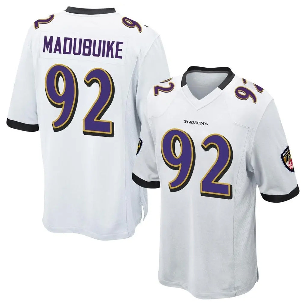 B.Ravens #92 Nnamdi Madubuike Player White Alternate Home Game Mdoa Stitched Jerseys