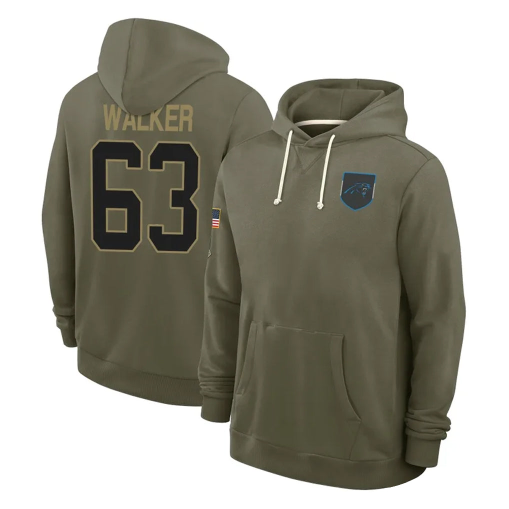 C.Panthers #63 Rasheed Walker Player Olive Salute to Service Hoodies Game Mdoa Stitched Jerseys
