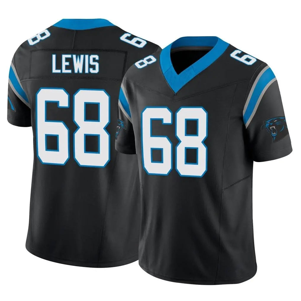 C.Panthers #68 Damien Lewis Player Black Vapor F.U.S.E. Limited Home Game Mdoa Stitched Jerseys
