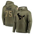 H.Texans #75 Wyatt Teller Player Olive Salute to Service Pullover Hoodies Home Game Mdoa Stitched Jerseys