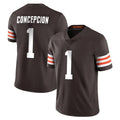 C.Browns #1 KC Concepcion Player Brown Color Vapor Untouchable Limited Home Game Mdoa Stitched Jerseys