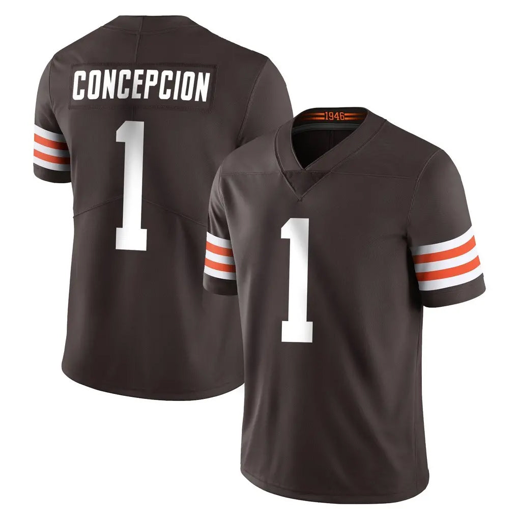 C.Browns #1 KC Concepcion Player Brown Color Vapor Untouchable Limited Home Game Mdoa Stitched Jerseys