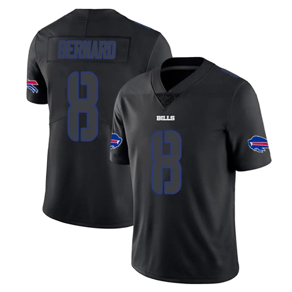 B.Bills #8 Terrel Bernard Player Black Impact Limited Home Game Mdoa Stitched Jerseys