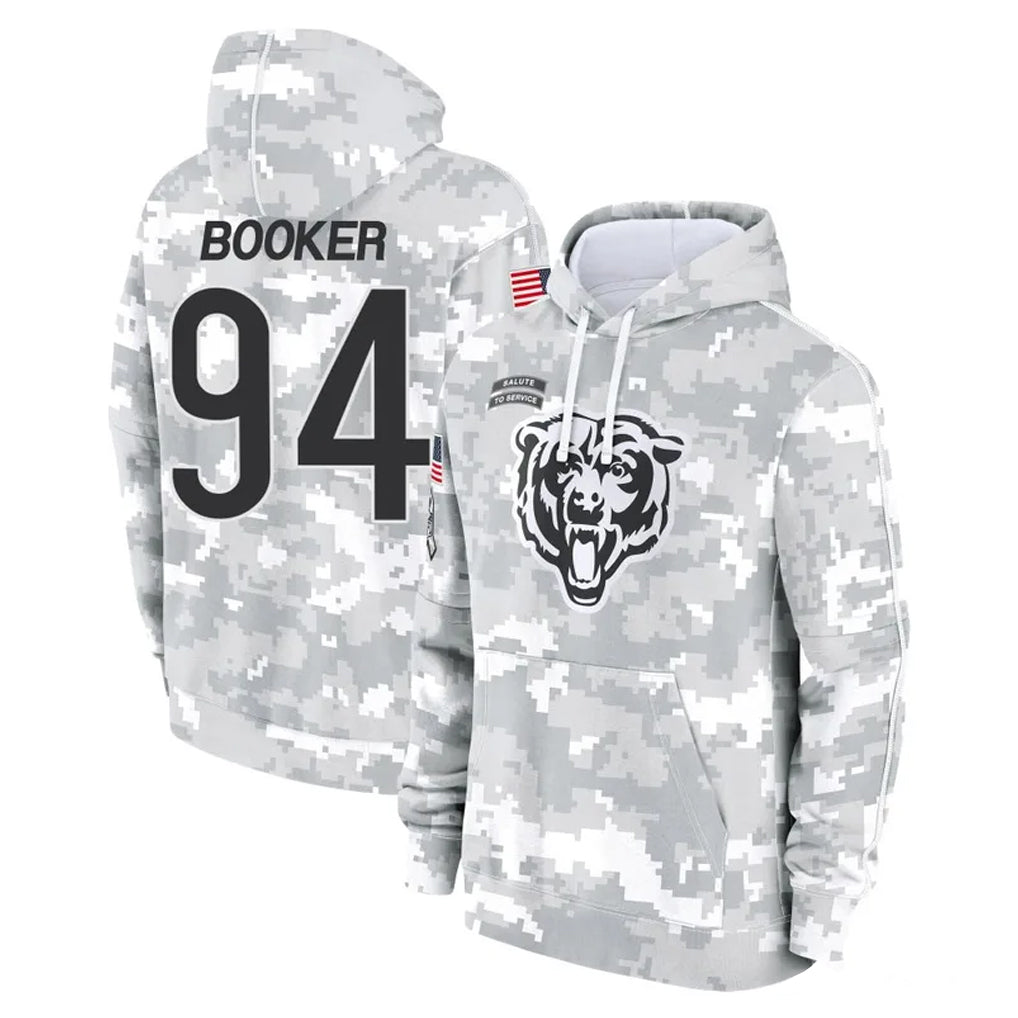 C.Bears #94 Austin Booker Player Arctic Camo Salute to Service Pullover Hoodies Limited Mdoa Stitched Jerseys