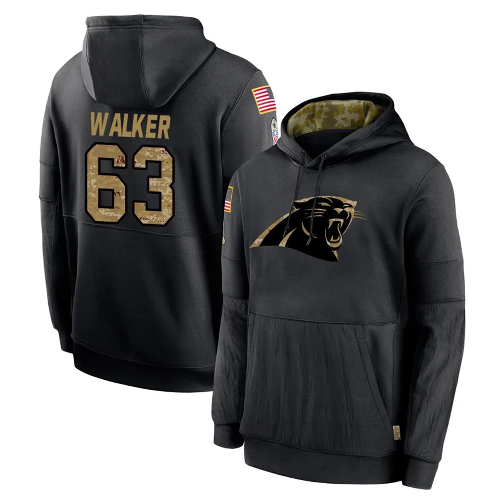 C.Panthers #63 Rasheed Walker Player Black Salute to Service Pullover Hoodies Limited Game Mdoa Stitched Jerseys