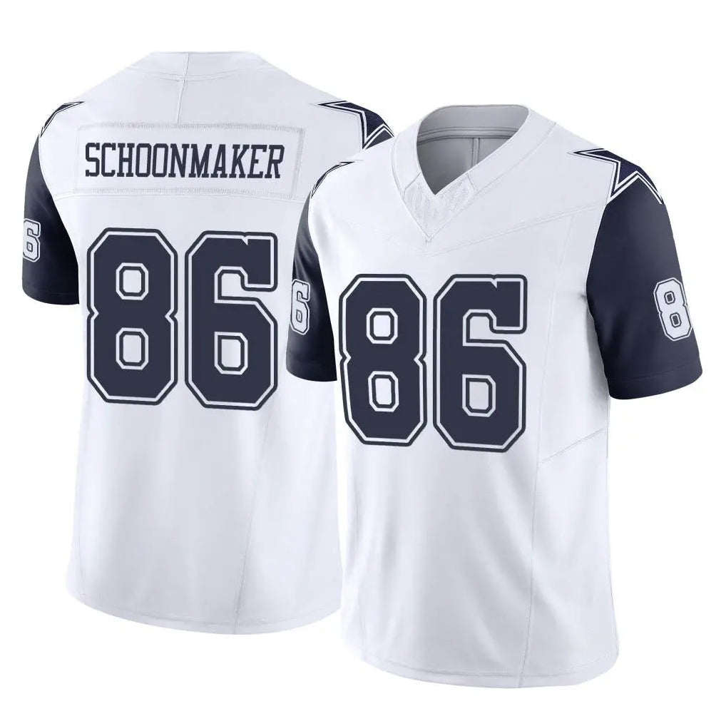 D.Cowboys #86 Luke Schoonmaker Player White-Navy Limited Vapor F.U.S.E. Home Game Mdoa Stitched Jerseys
