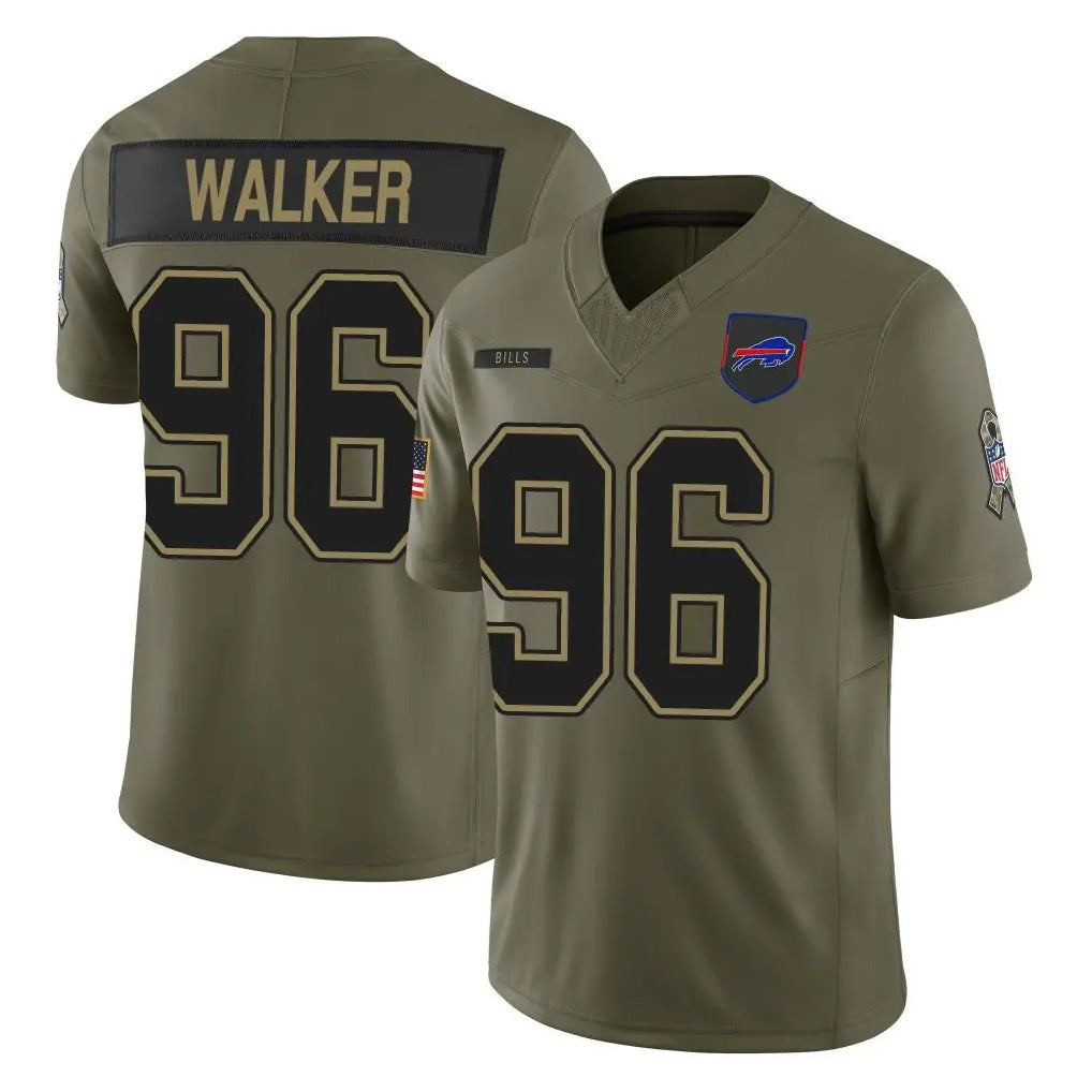B.Bills #96 Deone Walker Player Olive Salute To Service Limited Game Mdoa Stitched Jerseys