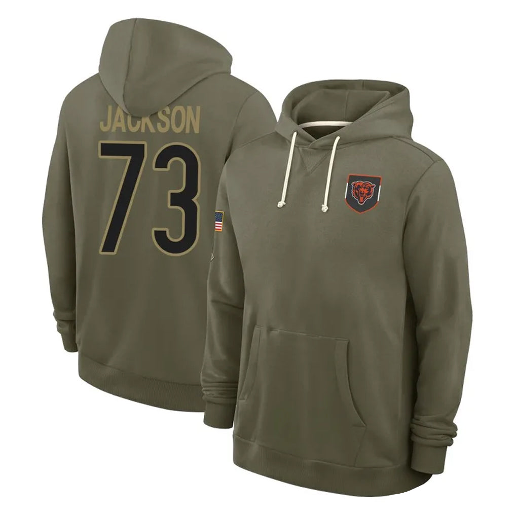 C.Bears #73 Jonah Jackson Player Olive Salute to Service Pullover Hoodies Limited Mdoa Stitched Jerseys