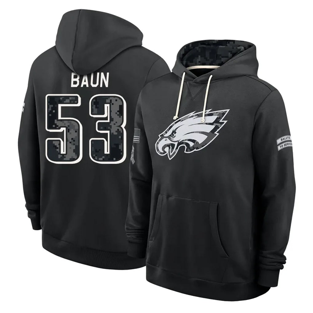 P.Eagles #53 Zack Baun Player 2026 Black Logo Pullover Hoodies Limited Game Mdoa Stitched Jerseys