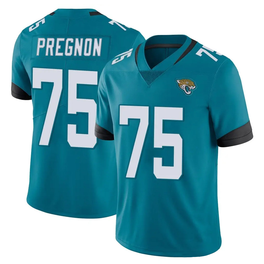 J.Jaguars #75 Emmanuel Pregnon Player Teal Vapor Untouchable Limited Home Game Mdoa Stitched Jerseys