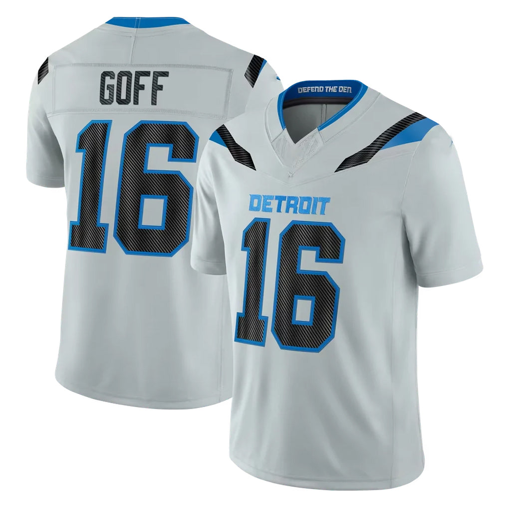 D.Lions #16 Jared Goff Player Silver Limited 2026 Rivalries Collection Home Game Mdoa Stitched Jerseys