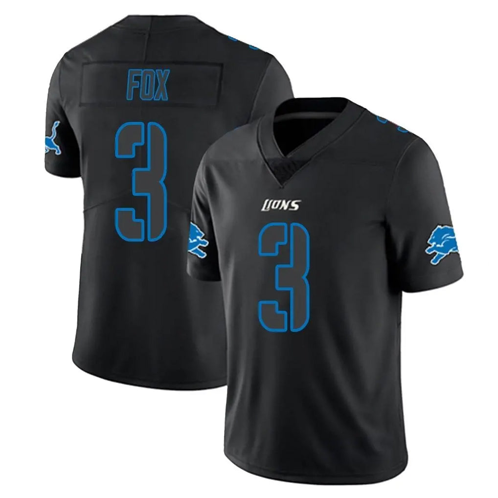 D.Lions #3 Jack Fox Player Black Impact Limited Home Game Mdoa Stitched Jerseys