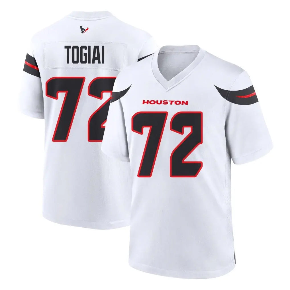 H.Texans #72 Tommy Togiai Player White Home Game Mdoa Stitched Jerseys