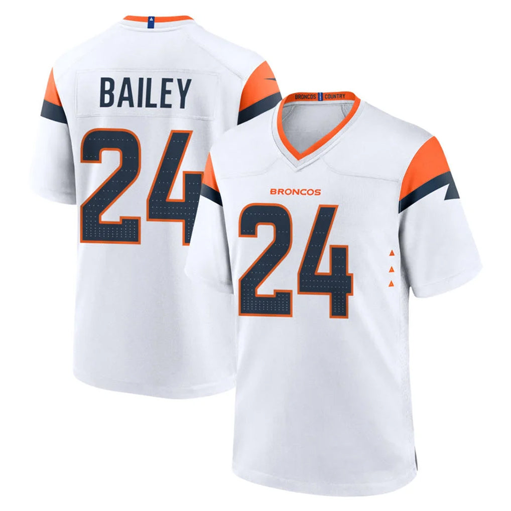 D.Broncos #24 Champ Bailey Player White Home Game Mdoa Stitched Jerseys