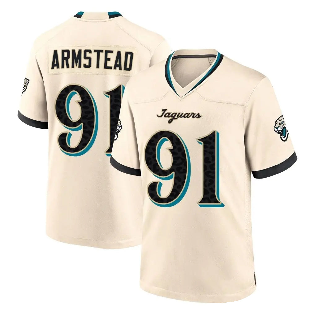 J.Jaguars #91 Arik Armstead Player Natural 2026 Rivalries Collection Game Mdoa Stitched Jerseys