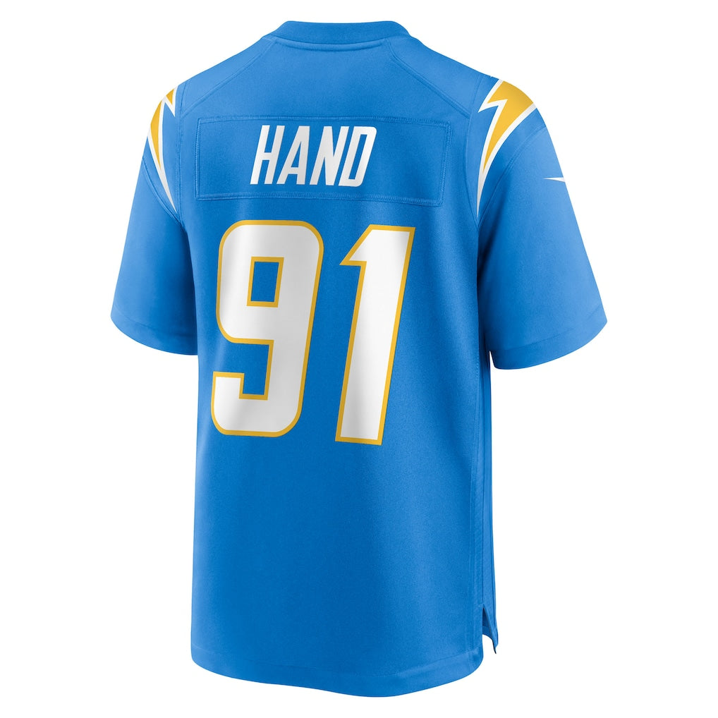 Mdoa LA.Chargers #91 Da'Shawn Hand Powder Blue Team Game Jersey