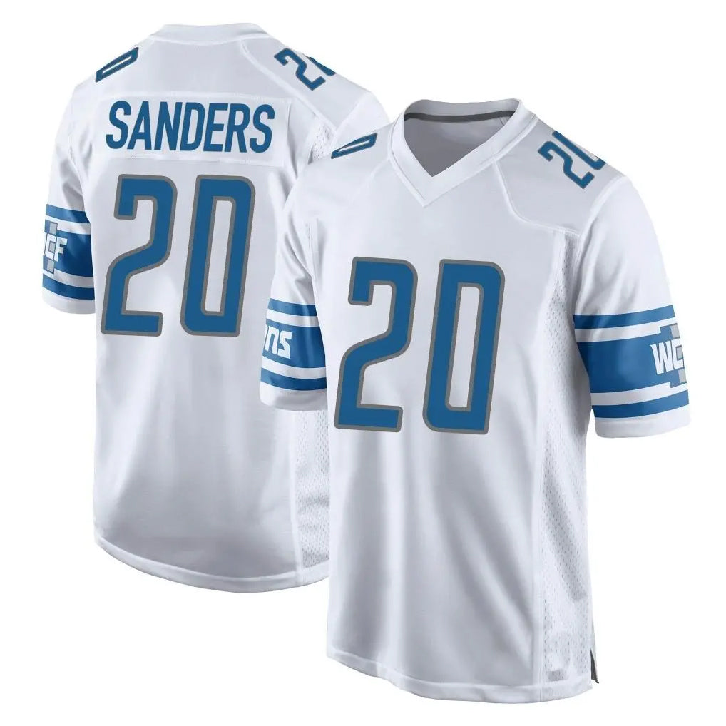 D.Lions #20 Barry Sanders Player White Home Game Mdoa Stitched Jerseys