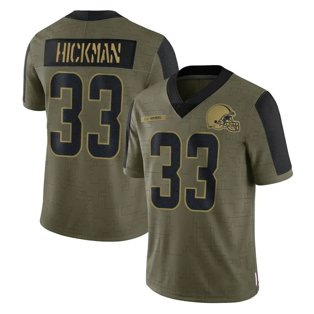 C.Browns #33 Ronnie Hickman Player Olive Salute to Service Limited Home Game Mdoa Stitched Jerseys