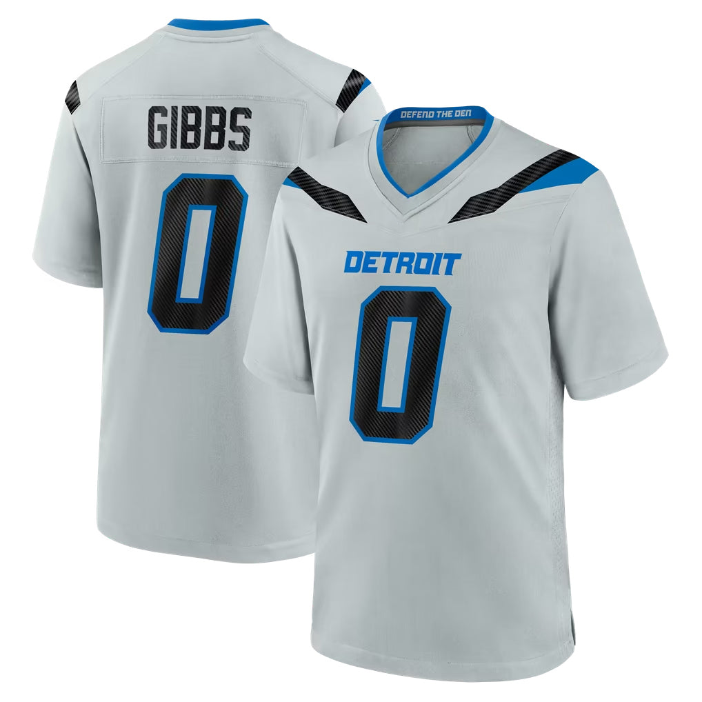 D.Lions #0 Jahmyr Gibbs Player Silver 2026 Rivalries Collection Home Game Mdoa Stitched Jerseys