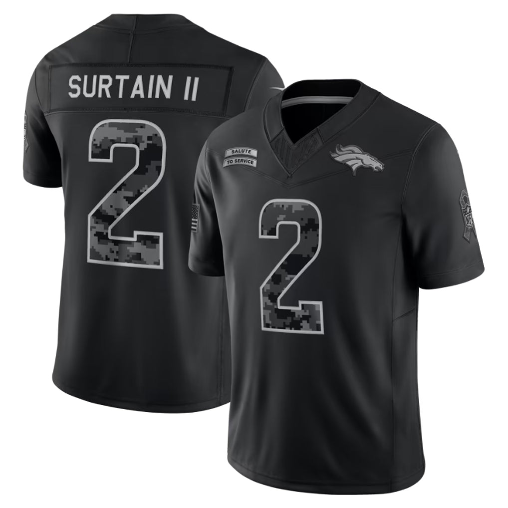 D.Broncos #2 Patrick Surtain II Player Black Limited 2026 Salute to Service Home Game Mdoa Stitched Jerseys