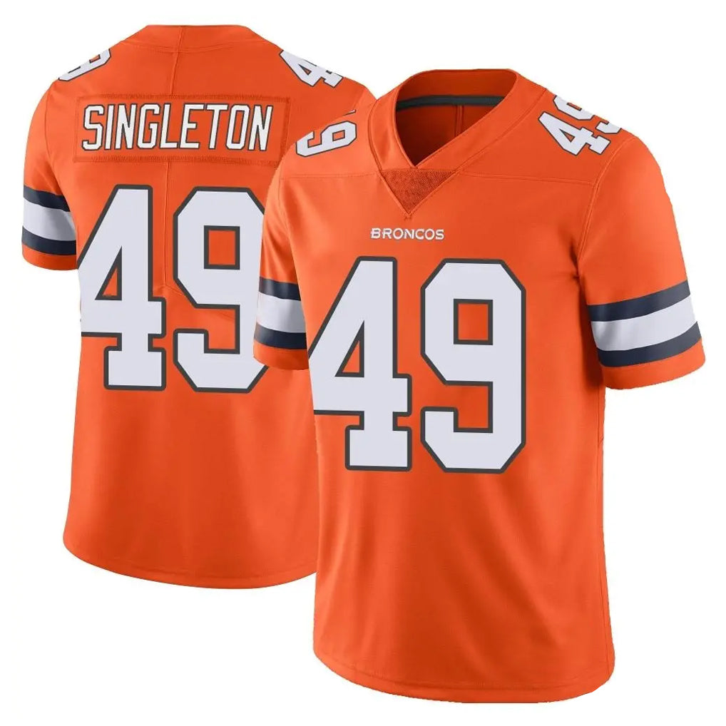 D.Broncos #49 Alex Singleton Player Orange Vapor Untouchable Limited Home Game Mdoa Stitched Jerseys