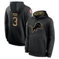 D.Lions #3 Jack Fox Player Black Salute to Service Hoodies Limited Game Mdoa Stitched Jerseys