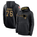 NE.Patriots #76 Morgan Moses Player Black Salute to Service Hoodies Limited Game Mdoa Stitched Jerseys