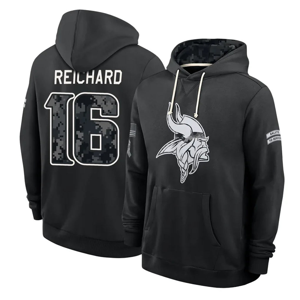 MN.Vikings #16 Will Reichard Player 2026 Black Logo Pullover Hoodies Limited Game Mdoa Stitched Jerseys