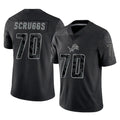 D.Lions #70 Juice Scruggs Player Black Reflective Limited Home Game Mdoa Stitched Jerseys