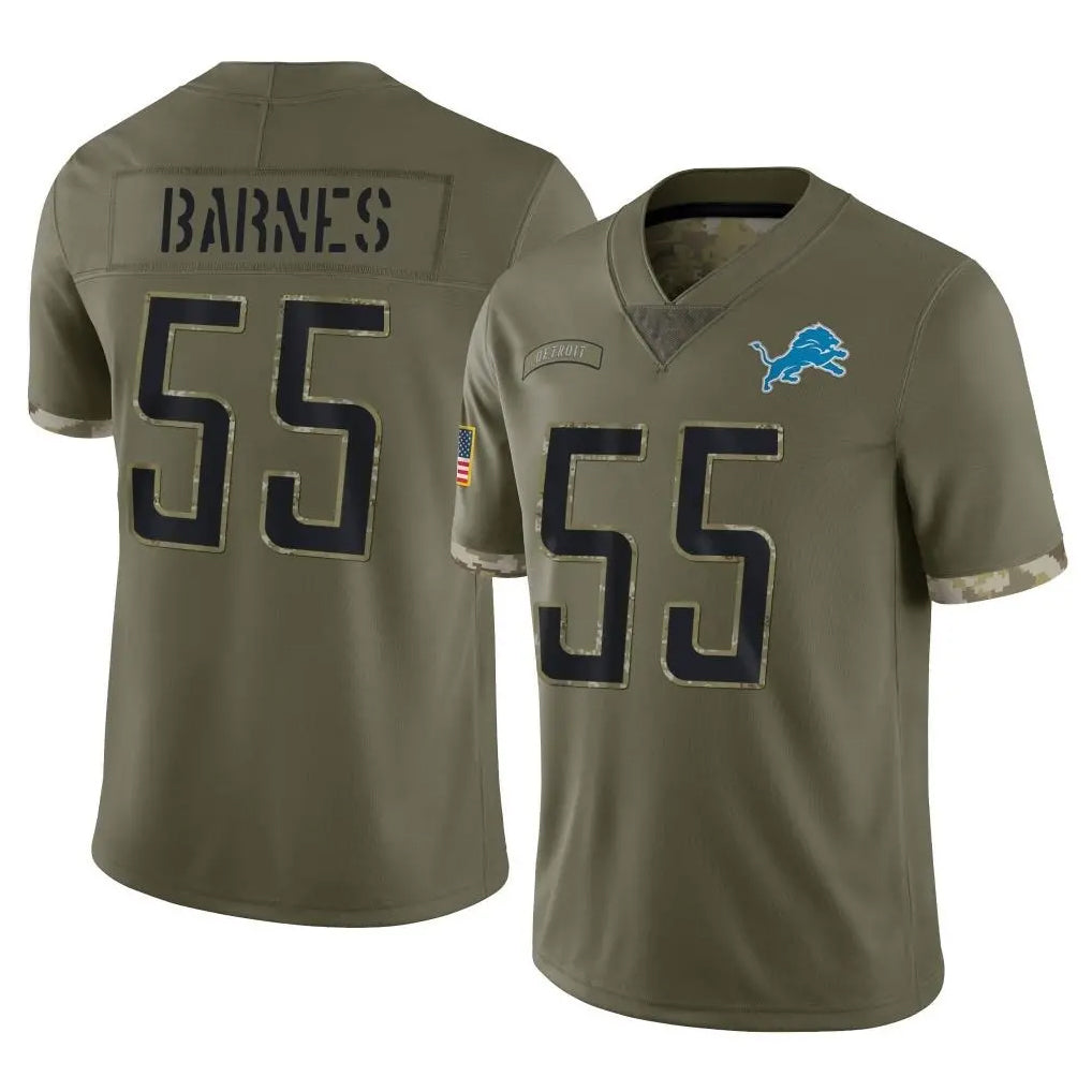 D.Lions #55 Derrick Barnes Player Olive Salute To Service Limited Mdoa Stitched Jerseys
