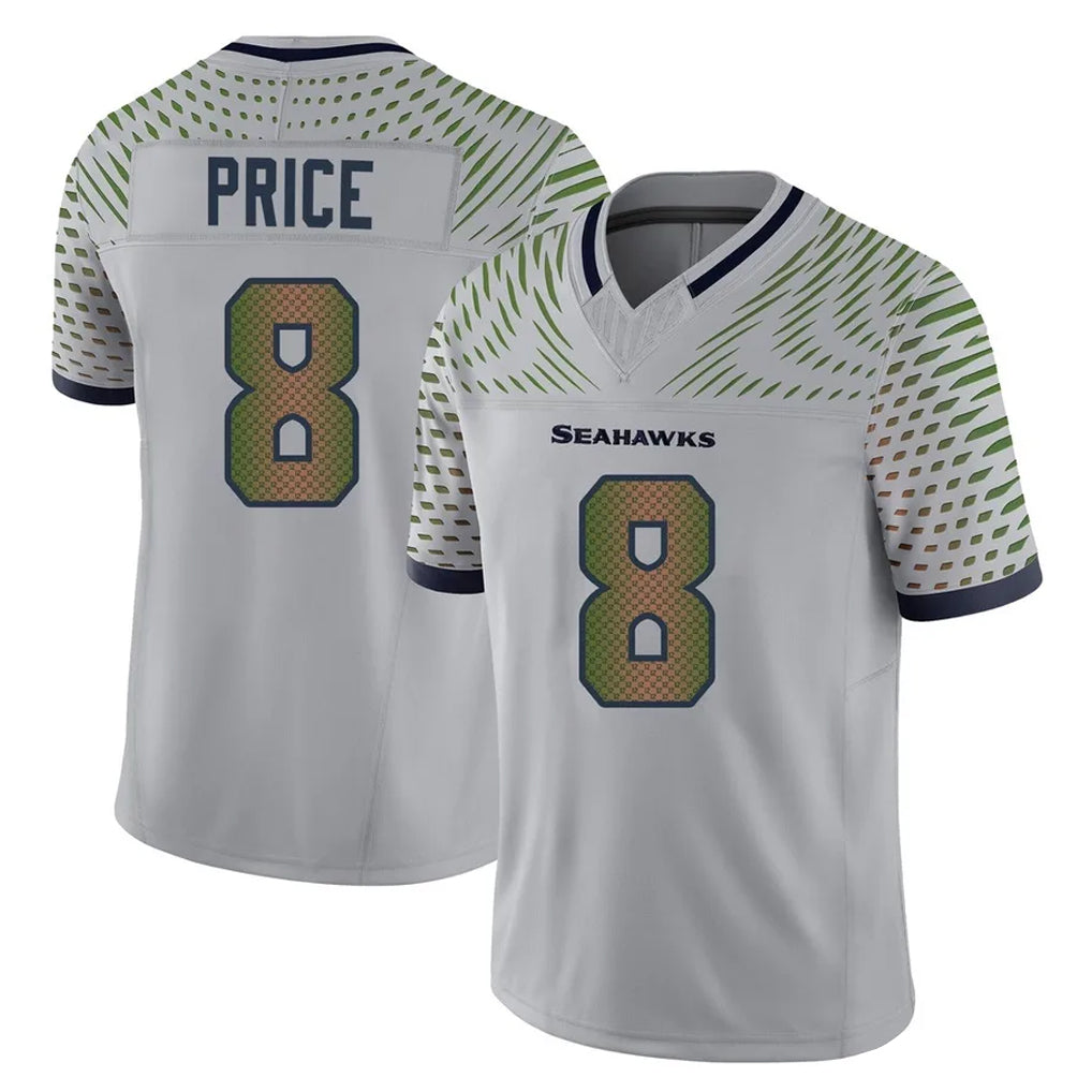 S.Seahawks #8 Jadarian Price Player Grey Limited 2025 Rivalries Collection Home Game Mdoa Stitched Jerseys