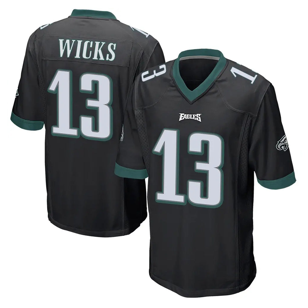 P.Eagles #13 Dontayvion Wicks Player Black Home Game Mdoa Stitched Jerseys