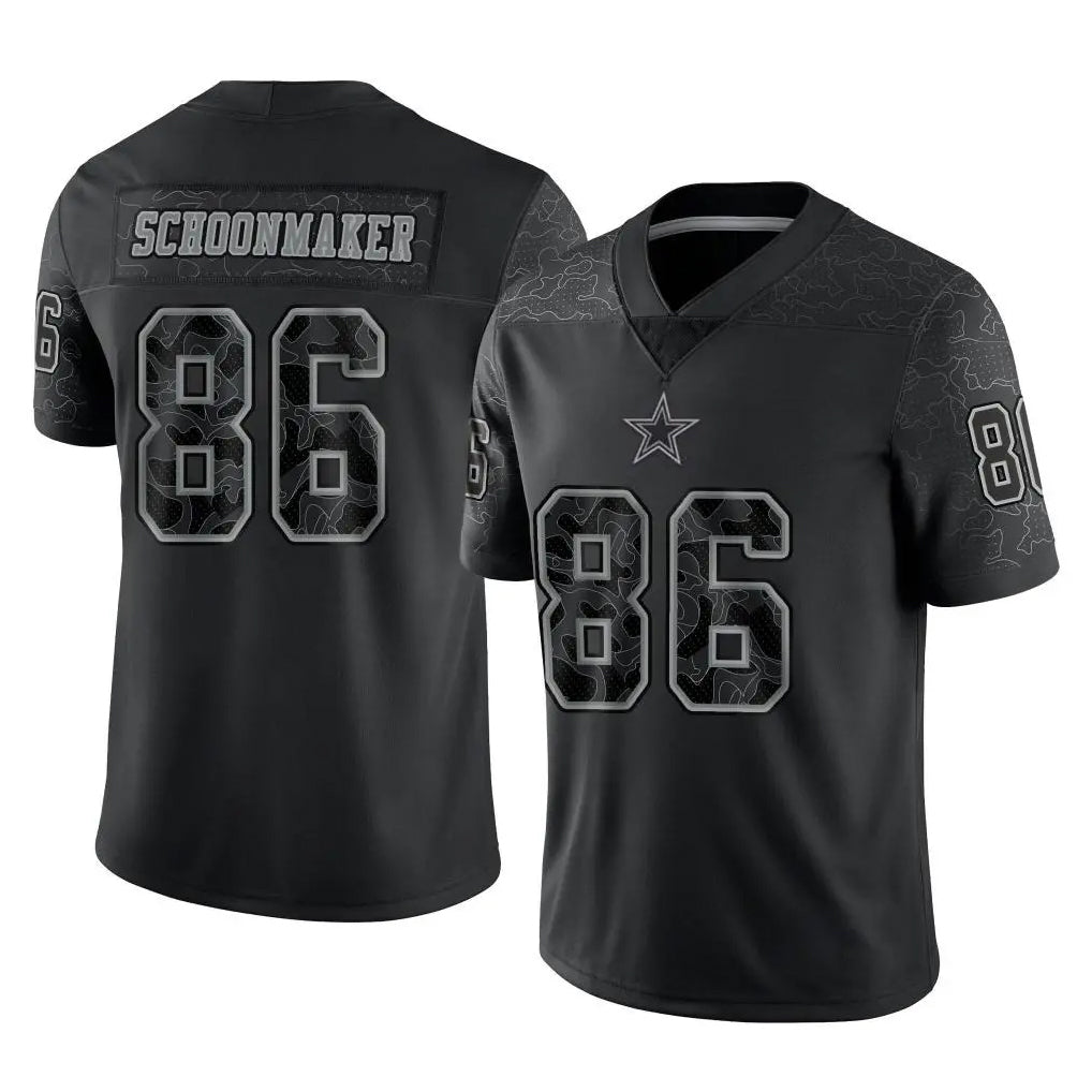D.Cowboys #86 Luke Schoonmaker Player Black Limited Reflective Home Game Mdoa Stitched Jerseys
