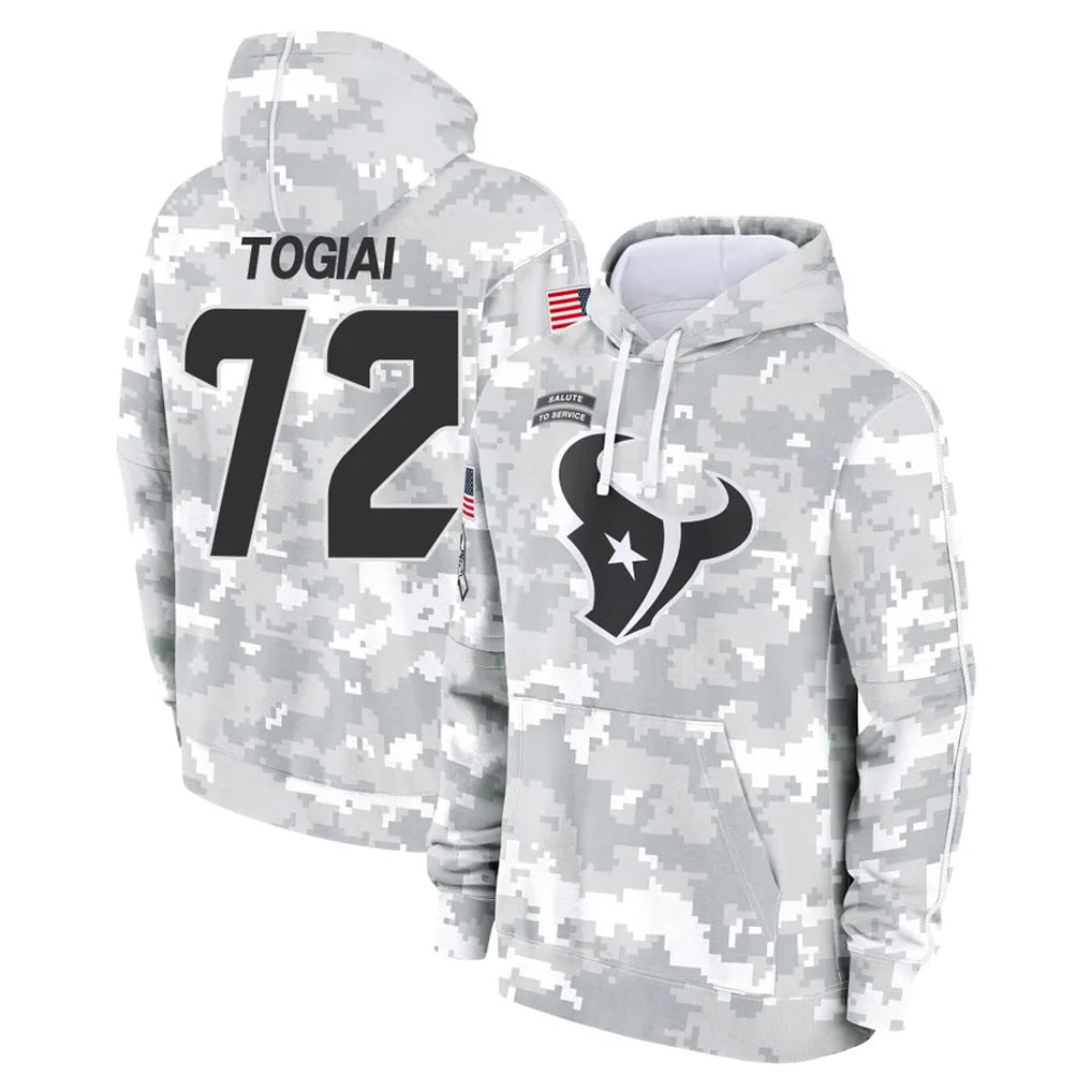 H.Texans #72 Tommy Togiai Player Arctic Camo Salute to Service Hoodies Limited Game Mdoa Stitched Jerseys