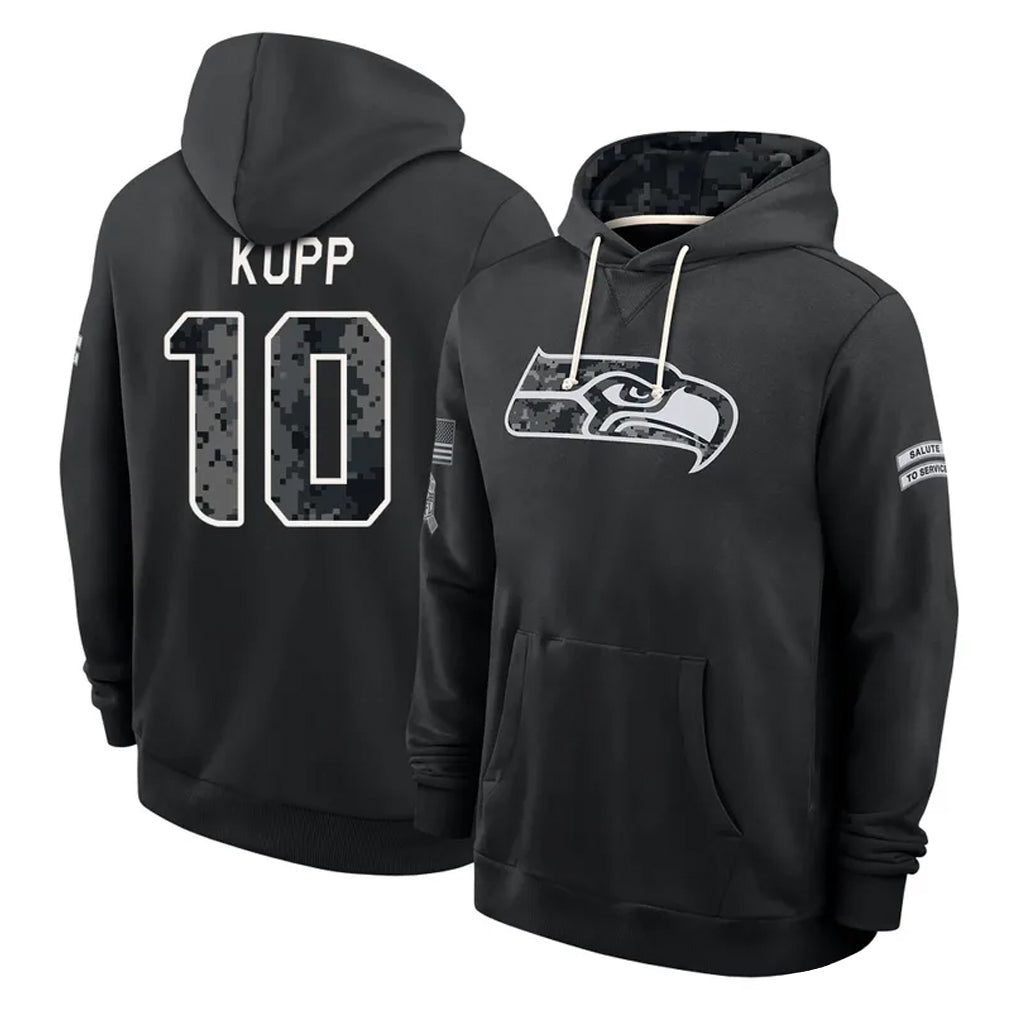 S.Seahawks #10 Cooper Kupp Player 2026 Black Logo Pullover Hoodies Limited Game Mdoa Stitched Jerseys