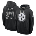 P.Steelers #90 T.J. Watt Player 2026 Black Logo Pullover Hoodies Limited Game Mdoa Stitched Jerseys