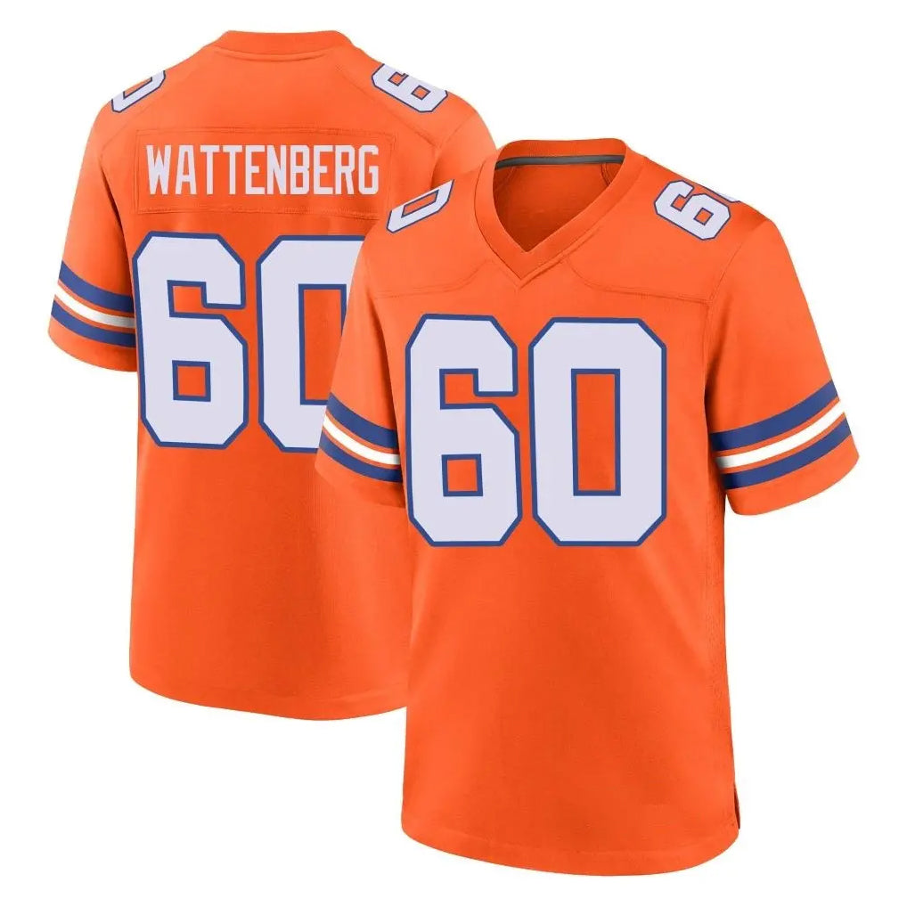 D.Broncos #60 Luke Wattenberg Player Orange Alternate Collection Throwback Game Mdoa Stitched Jerseys