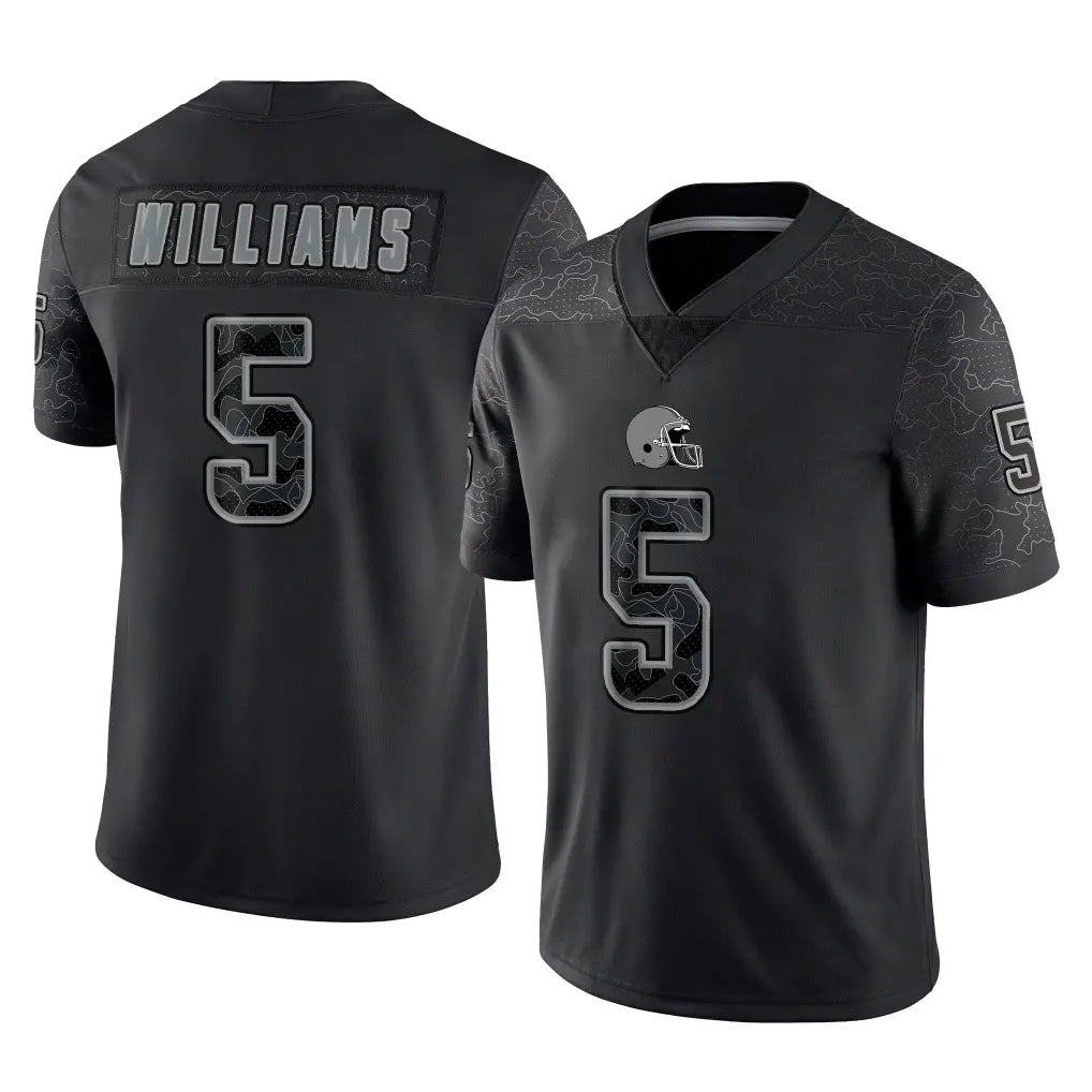 C.Browns #5 Quincy Williams Player Black Reflective Home Game Mdoa Stitched Jerseys