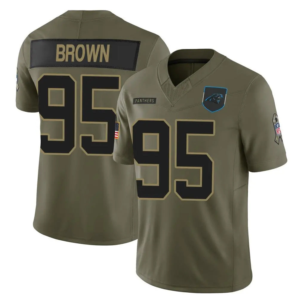 C.Panthers #95 Derrick Brown Player Olive 2025 Salute to Service Limited Game Mdoa Stitched Jerseys