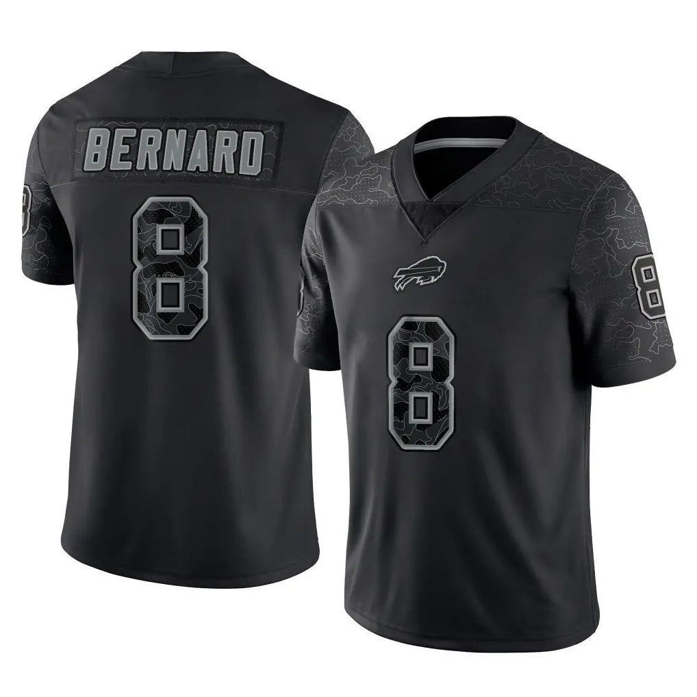 B.Bills #8 Terrel Bernard Player Black RFLCTV Limited Mdoa Stitched Jerseys