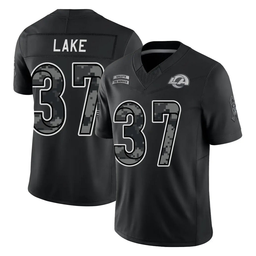 LA.Rams #37 Quentin Lake Player Black Limited 2026 Salute to Service Home Game Mdoa Stitched Jerseys