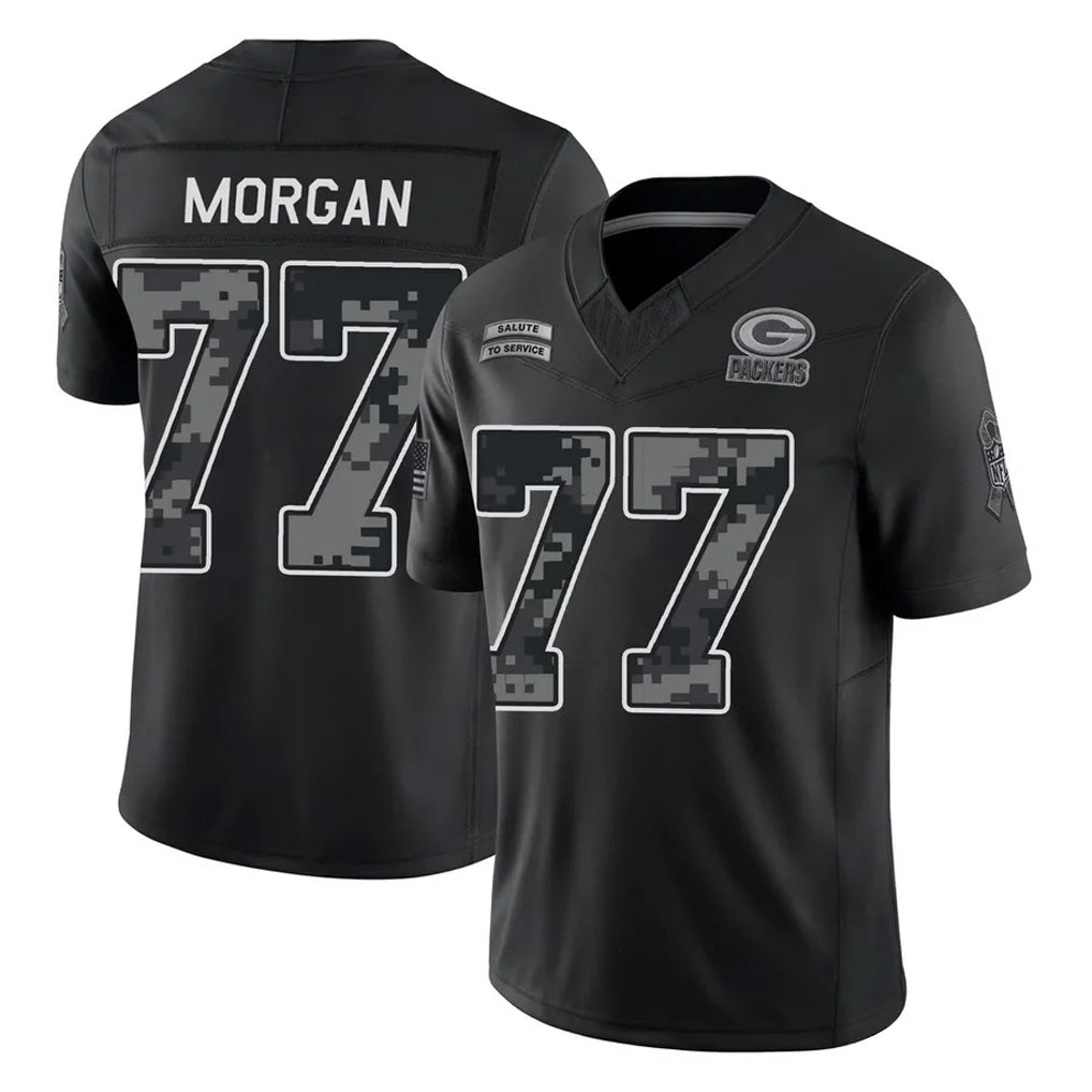 GB.Packers #77 Jordan Morgan Player Black Limited 2026 Salute to Service Home Game Mdoa Stitched Jerseys
