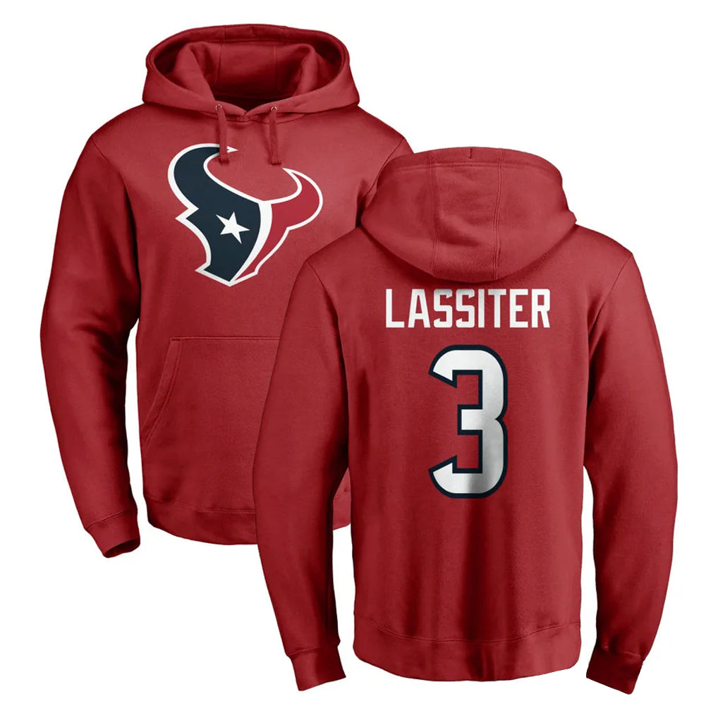 H.Texans #3 Kamari Lassiter Player Red Pro Line Pullover Hoodie Limited Game Mdoa Stitched Jerseys