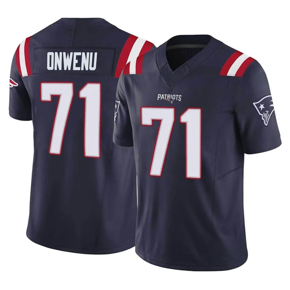 NE.Patriots #71 Mike Onwenu Player Navy Limited Vapor F.U.S.E. Home Game Mdoa Stitched Jerseys