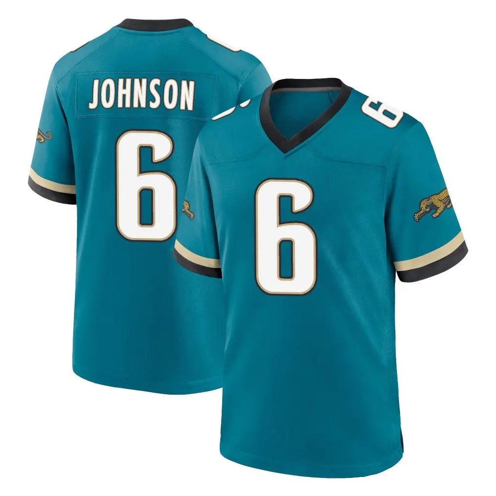J.Jaguars #6 Antonio Johnson Player Teal Prowler Throwback Limited Home Game Mdoa Stitched Jerseys