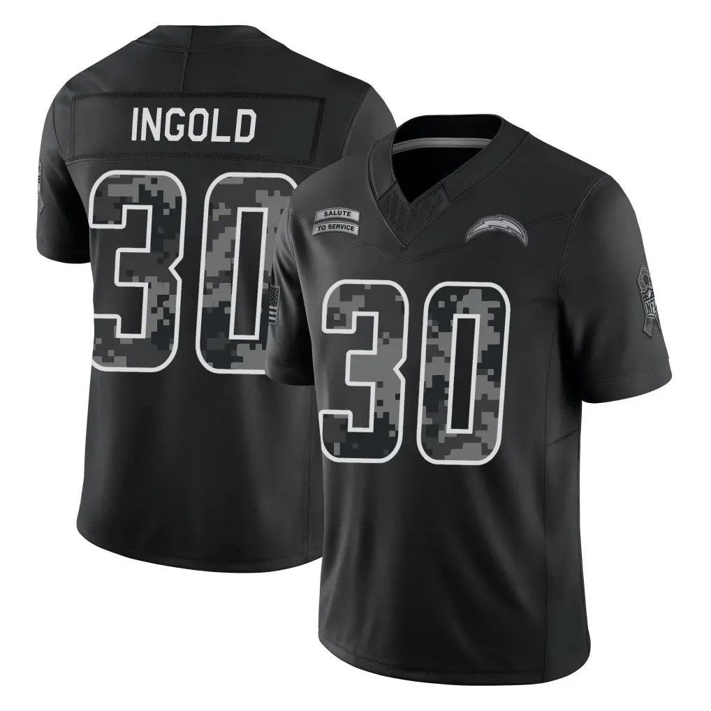 LA.Chargers #30 Alec Ingold Player Black Limited 2026 Salute to Service Home Game Stitched Jerseys